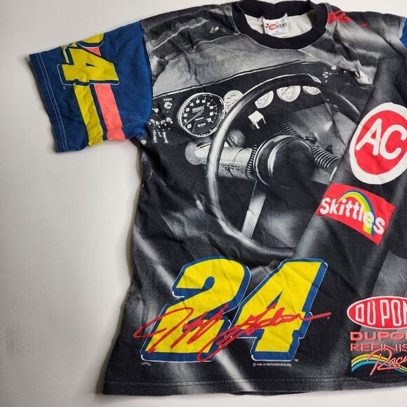 Jeff Gordon Chase Authentics‎ Follow The Leader Shirt AOP Skittles Size Large - Picture 9 of 14
